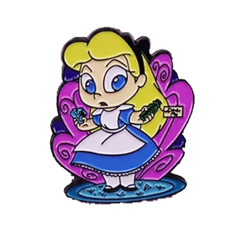 Alice In Wonderland Enamel Pins Fantasy Movies Cartoon Anime Metal Brooch Badge Fashion Jewellery Backpack Accessory Gifts