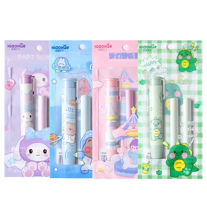 Cartoon Press Eraser Pen Replacement Refills Kawaii Stationery Gift for Students Soft Art Retractable Rubber Correction Supplies