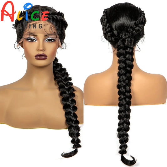 Handmade Natural Synthetic Lace Front Knotelss Braided Lace Wigs Wigs with Baby Hair