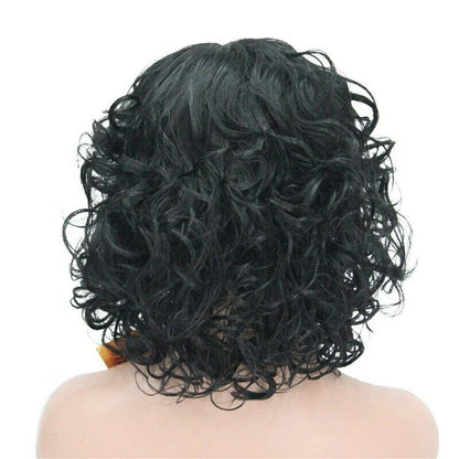 Women's Wig Black/Dark Brown Medium Wig Curly Hair Natural Synthetic Full Wigs