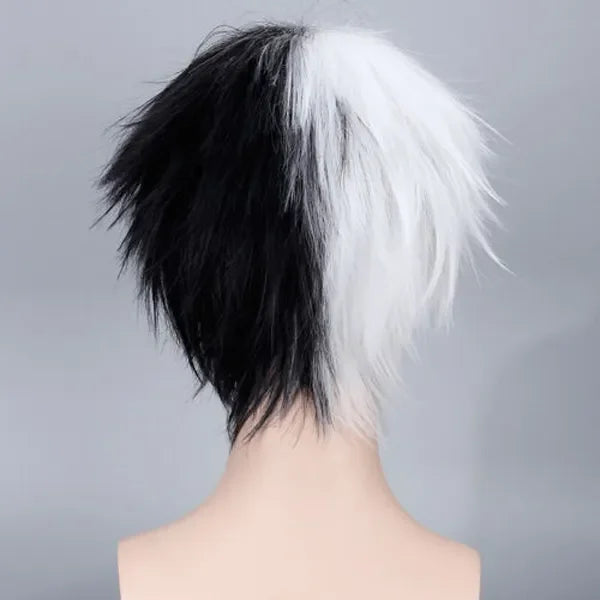 Short Women’s Black & White Cosplay Anime Party Hair Wig Heat Resistant