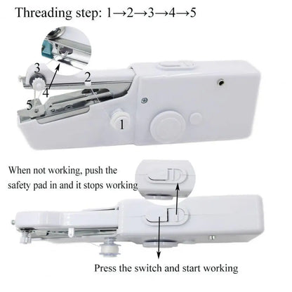 Small Sewing Machine Portable Mini Sewing Machine Kit for Travel Handheld Stitcher Tool with Accessories for Beginners Compact