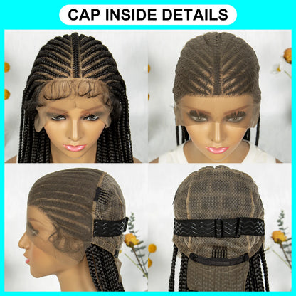 Kima Synthetic Cornron Braided Wigs Full Lace Braiding Wigs T Part Box Braids Wig For Black Women