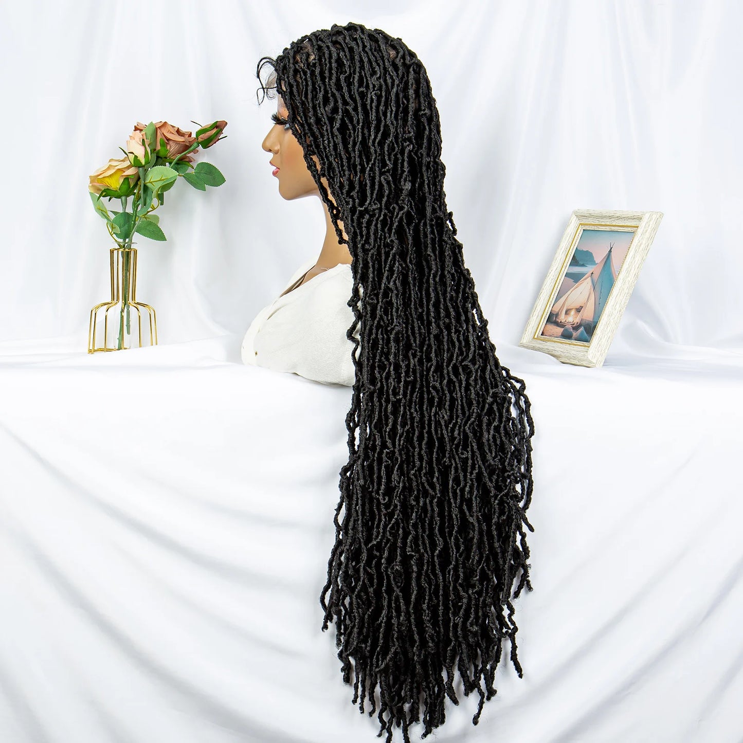 Full Lace Braided Wigs Synthetic Lace Front Wig Braid Faux Locs Wigs African With Baby Hair Braided Dreadlocks Wigs