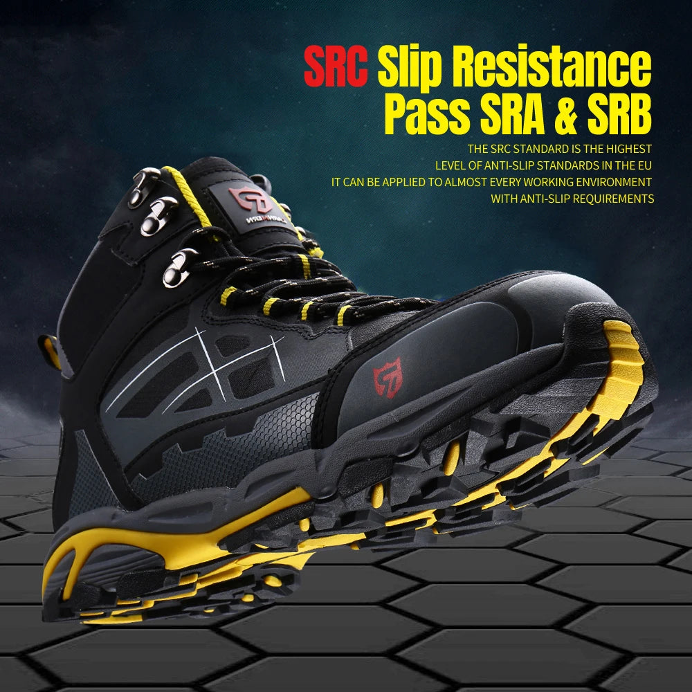 Larnmern Mens Safety Work Boots Steel Toe Shoes Anti-puncture Anti-static Non Slip Protective Boots