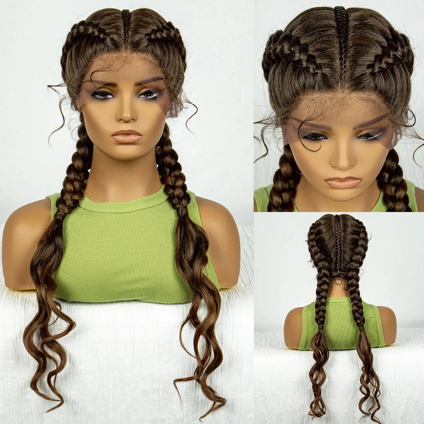 Synthetic Cornrow Braided with Curly Wave Lace 30 Inches