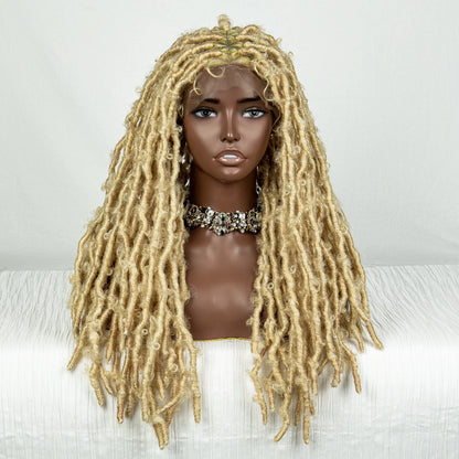 613 Blonde Butterfly Locs Synthetic Full Lace Braid Wig Crochet Faux Locs Braids