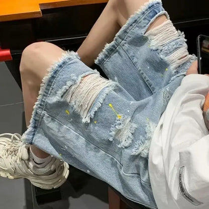 Ripped Denim Shorts