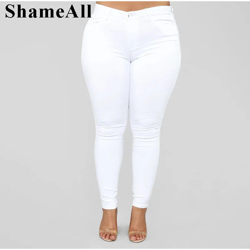 Thin White Blue Stretch Skinny Pencil Jeans