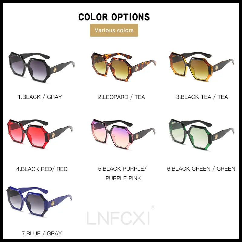 LNFCXI New Retro Oversized Sunglasses Women Men Fashion Eyewear Unisex Trendy Laciness Sun Glasses Shades UV400 Gafas De Sol