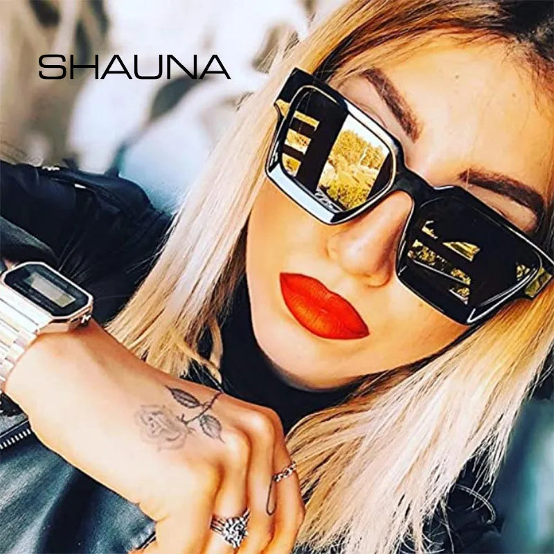 SHAUNA Ins Popular Women Square Sunglasses Retro Men Tinted Shades UV400