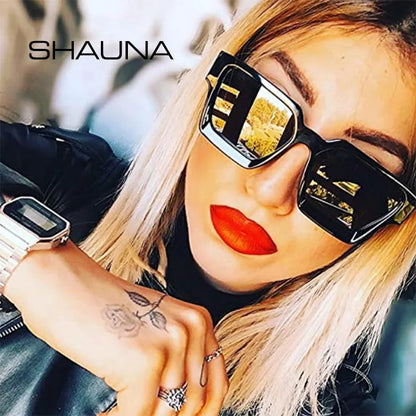 SHAUNA Ins Popular Women Square Sunglasses Retro Men Tinted Shades UV400