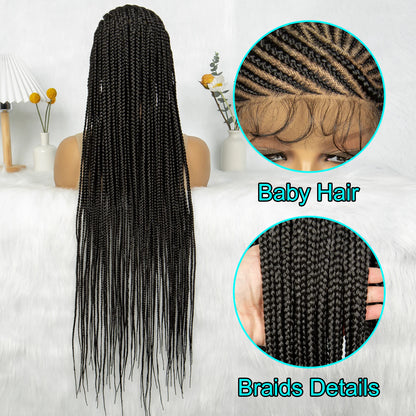 Kima Synthetic Box Braids Cornrow Braided Wig Full Lace Wig for Africa Women 36 inches