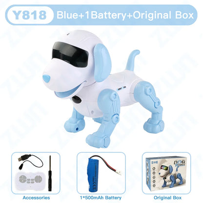 ZWN RC Robot Electronic Stunt Dog Toys Voice Command Programmable Touch-sense With Music Song Robot Dog for Children's Gifts