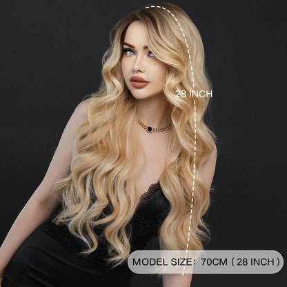 Fashion Long Mix Blonde Black 7Color Curly Women's Part Hair Cosplay Wigs