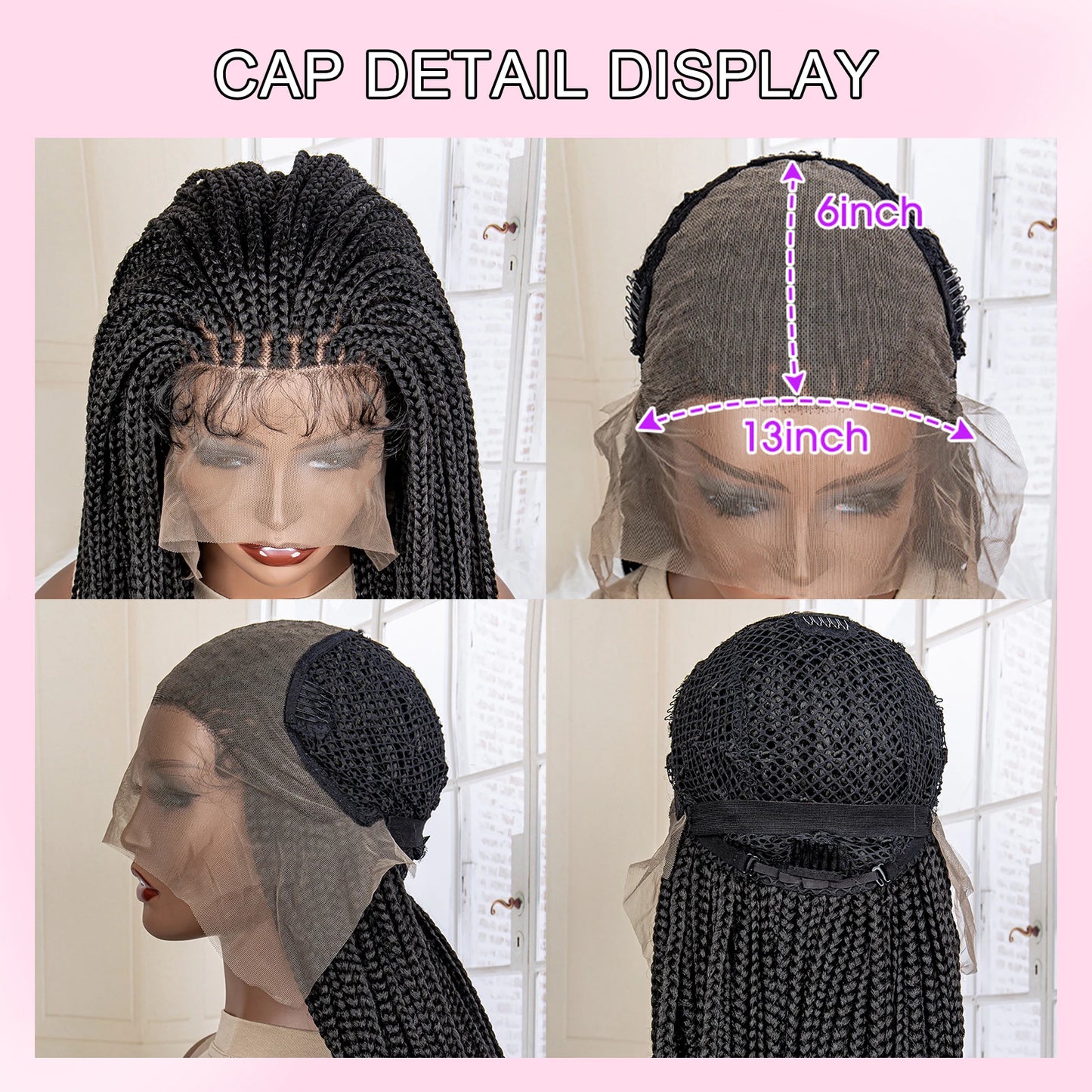 New Arrival 36 Inches Synthetic Knotless Box Braided Wigs 13x6 Lace Frontal with Baby Hair