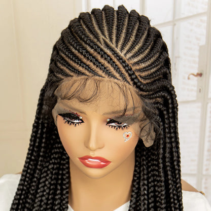 36 Inches Synthetic Full Lace Braided Wigs with Baby Hair Cornrow Twist Knotless Box Braid Wig