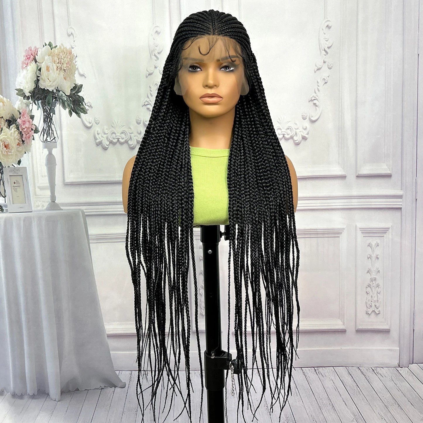 32 Inch Synthetic 13x9 Lace Front with Baby Hair Natural Knotless Braided Lace