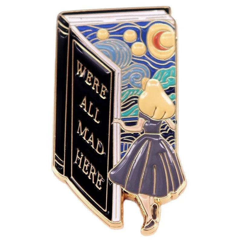 Alice In Wonderland Enamel Pins Fantasy Movies Cartoon Anime Metal Brooch Badge Fashion Jewellery Backpack Accessory Gifts