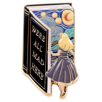 Alice In Wonderland Enamel Pins Fantasy Movies Cartoon Anime Metal Brooch Badge Fashion Jewellery Backpack Accessory Gifts