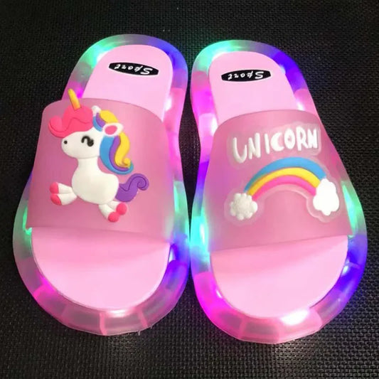 Zapatillas de baño de playa lindas para niños de dibujos animados de unicornio