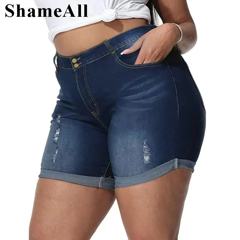 Push Up Slim Hip Cuffed Short Jeans