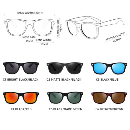 Classic Square Polarized Sunglasses Men Women Retro Black Sun Glasses Male Female Fashion Summer Anti Glare Driving Shades