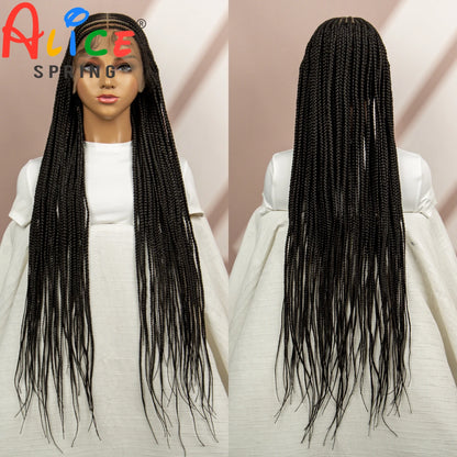 36 Inches Cornrow Braided Wigs Synthetic Full Lace Braids Straight Knotless Braiding Hair Wig With Baby Hair