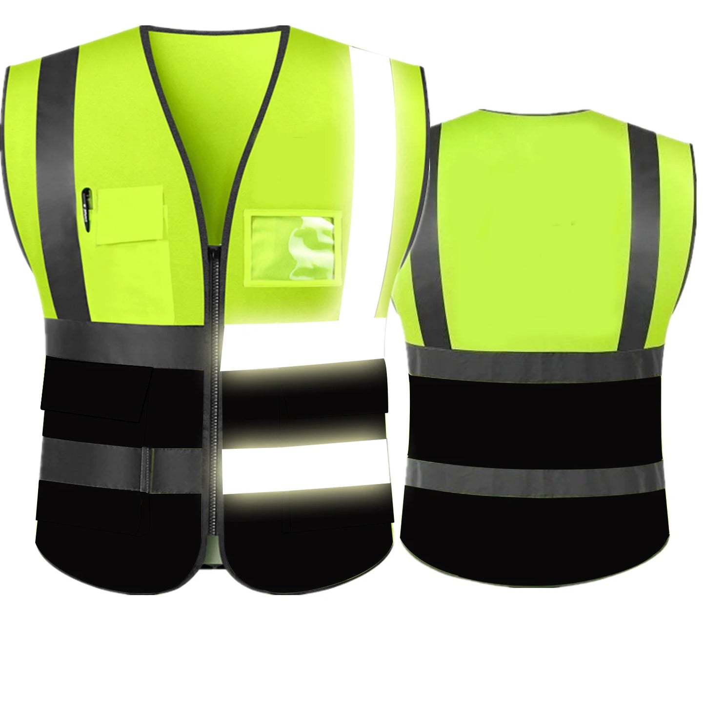 Hi Visibility Reflective Safety Vest With Reflective Strips and 5 Pockets Construction Work Uniform Vest ANSI Class 2 Standard