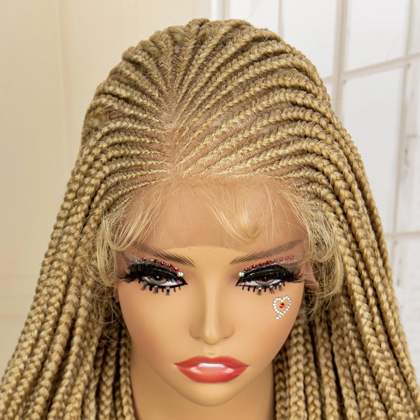 27/613 Blonde Braided Synthetic 13x4 Lace Frontal Braids Curly Ends Knotless Wig