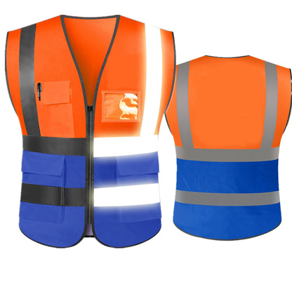 Hi Visibility Reflective Safety Vest With Reflective Strips and 5 Pockets Construction Work Uniform Vest ANSI Class 2 Standard