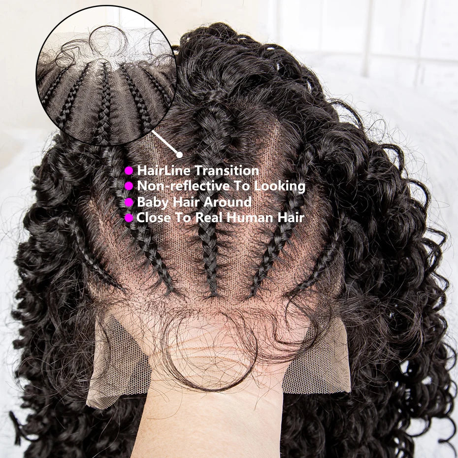 Synthetic Lace Frontal Water Curly Wave Braides 16 Inches Braiding Wigs with Baby Hair