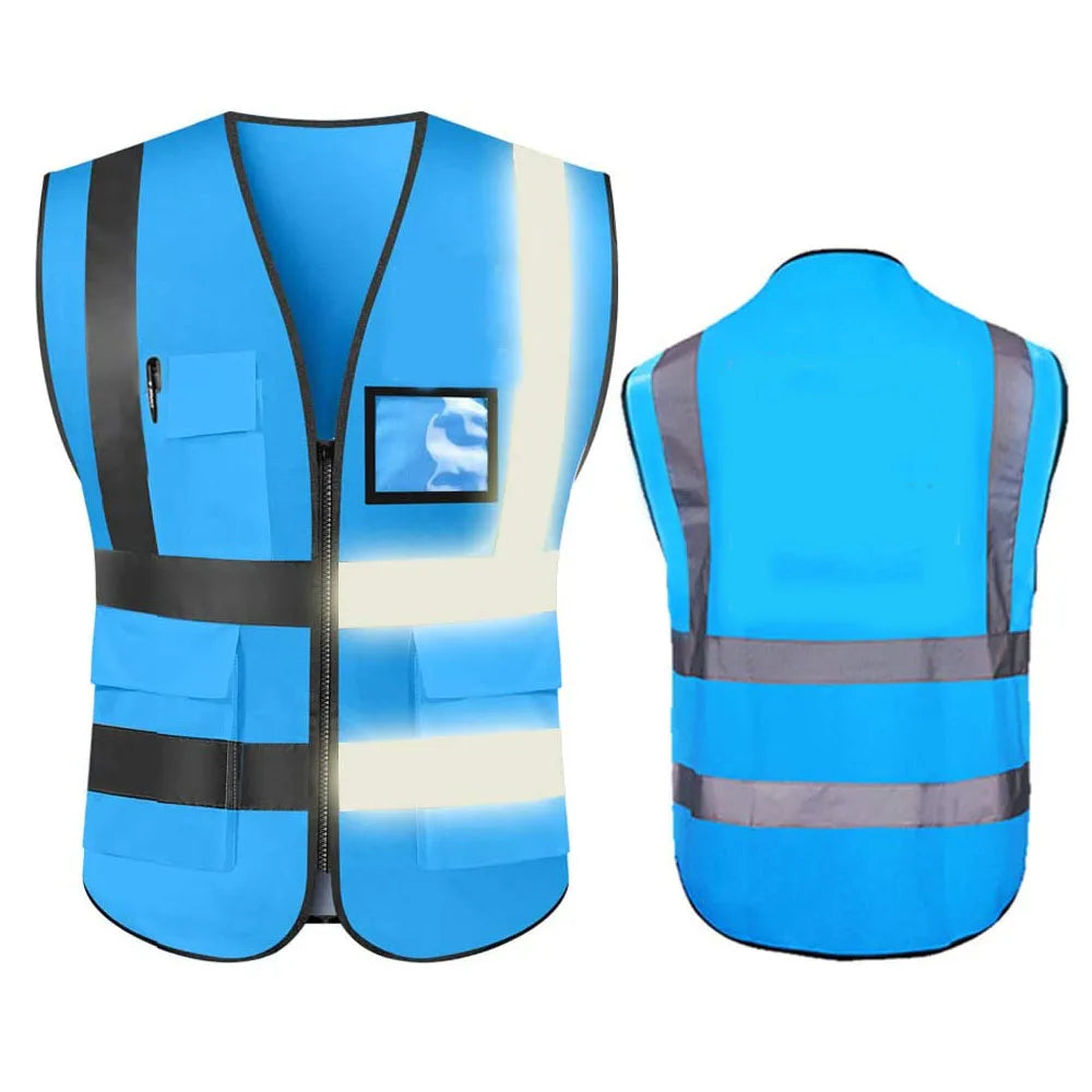 Hi Visibility Reflective Safety Vest With Reflective Strips and 5 Pockets Construction Work Uniform Vest ANSI Class 2 Standard