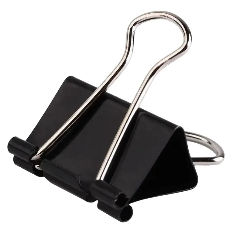 10pcs/set Black Binder Clips Foldback Metal Paper Clips Notes Letter Paper Document Grip Clamps Office School Binding Supplies