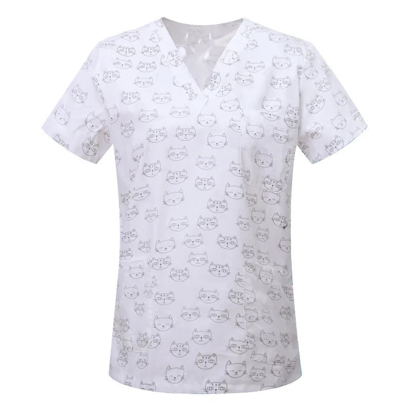 Cartoon Animals Tops Scrub  Medical Surgical Uniforms