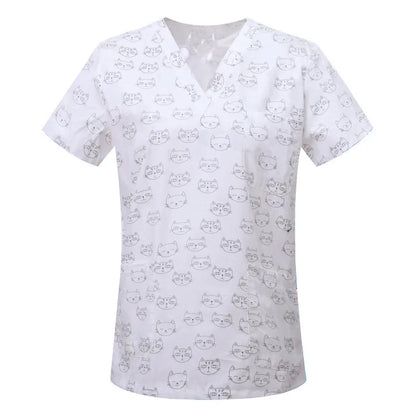 Cartoon Animals Tops Scrub  Medical Surgical Uniforms