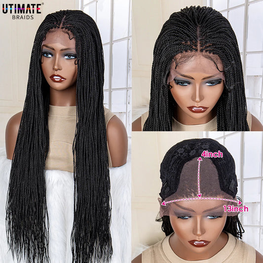 Synthetic Twist Braided Wigs 13x4 Lace Frontal Synthetic Braiding Hair for Black Women Daily Use 30 Inches Braiding Wigs