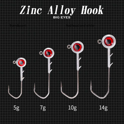 Hunthouse Fishing Hook Set Zinc Alloy With Big Eyes 5g/7g/10g/14g Jigging Jig Screw Head For Soft Lure Fish Gear Accessories