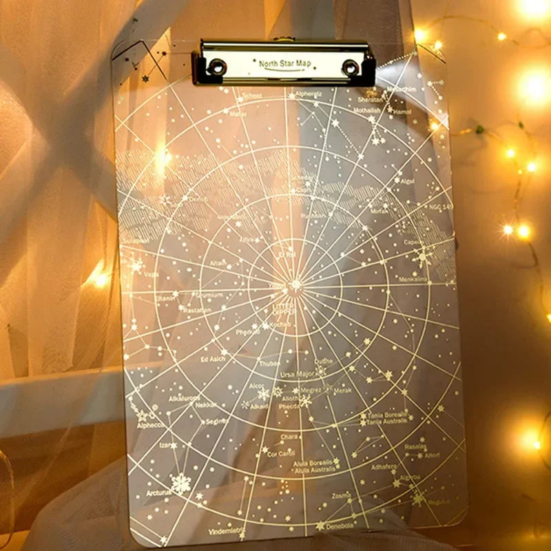 Big Starry Sky Clipboard Transparent A4 Paper Writing Pad File Folders Document Holders School Office Stationery Clip Board