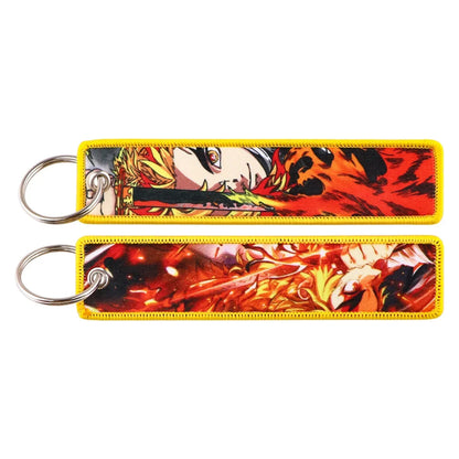 Demon Slayer Keychain Anime Figure Kamado Nezuko Kamado Tanjirou Canvas Pendant Decoration Key Ring for Man Kids Accessories