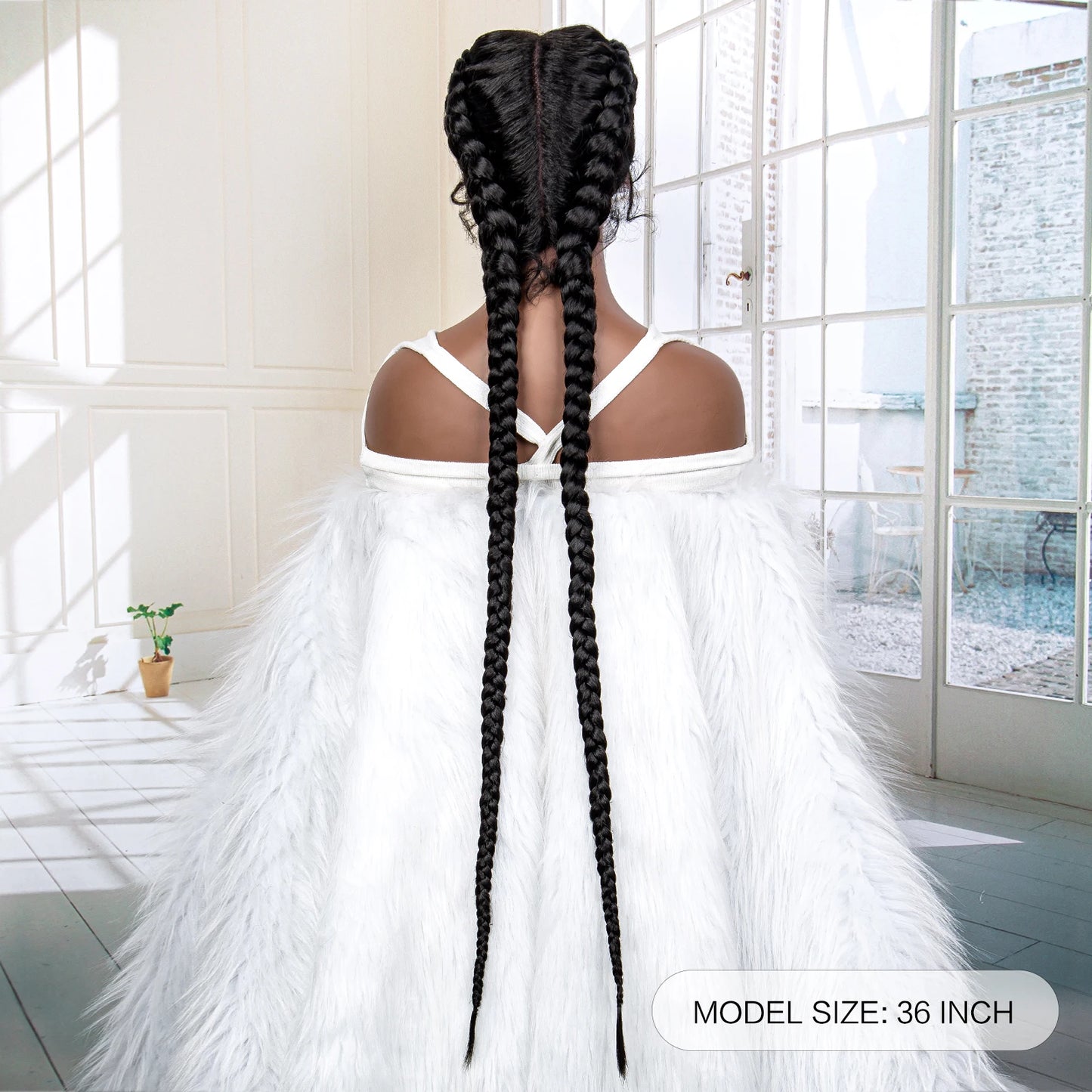 36 Inches Long Lace Front Synthetic Braided Wigs Lace Front