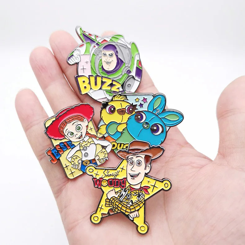 Disney Toy Story Woody Buzz Lightyear Enamel Pin Funny Brooch Cartoons Badge for Bags Jeans Hoodies Denim Lapel Pin Jewelry Gift