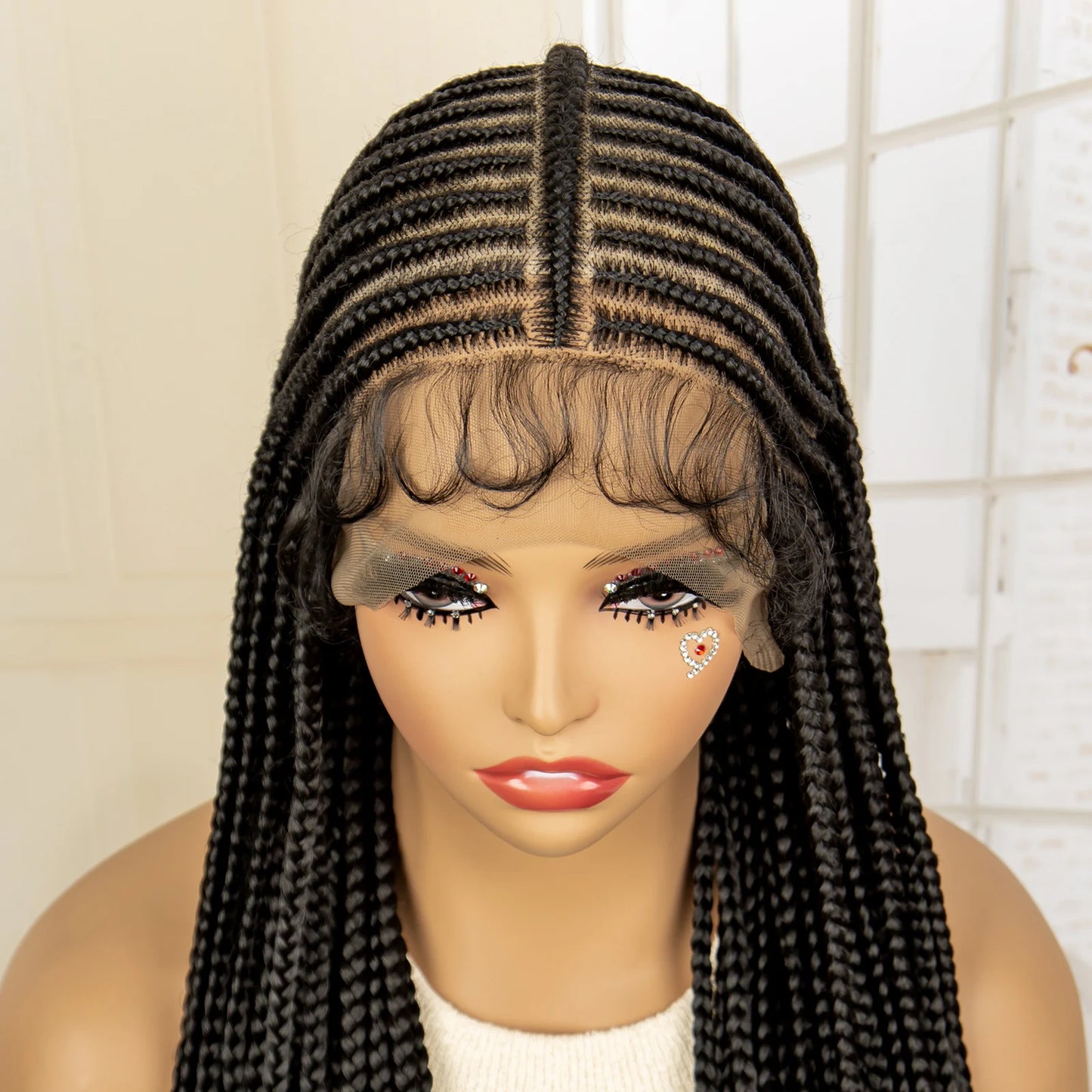 Full Lace Cornrow Box Braided Wig Loc Wig Synthetic Lace Frontal Braided Wigs with Baby Hair