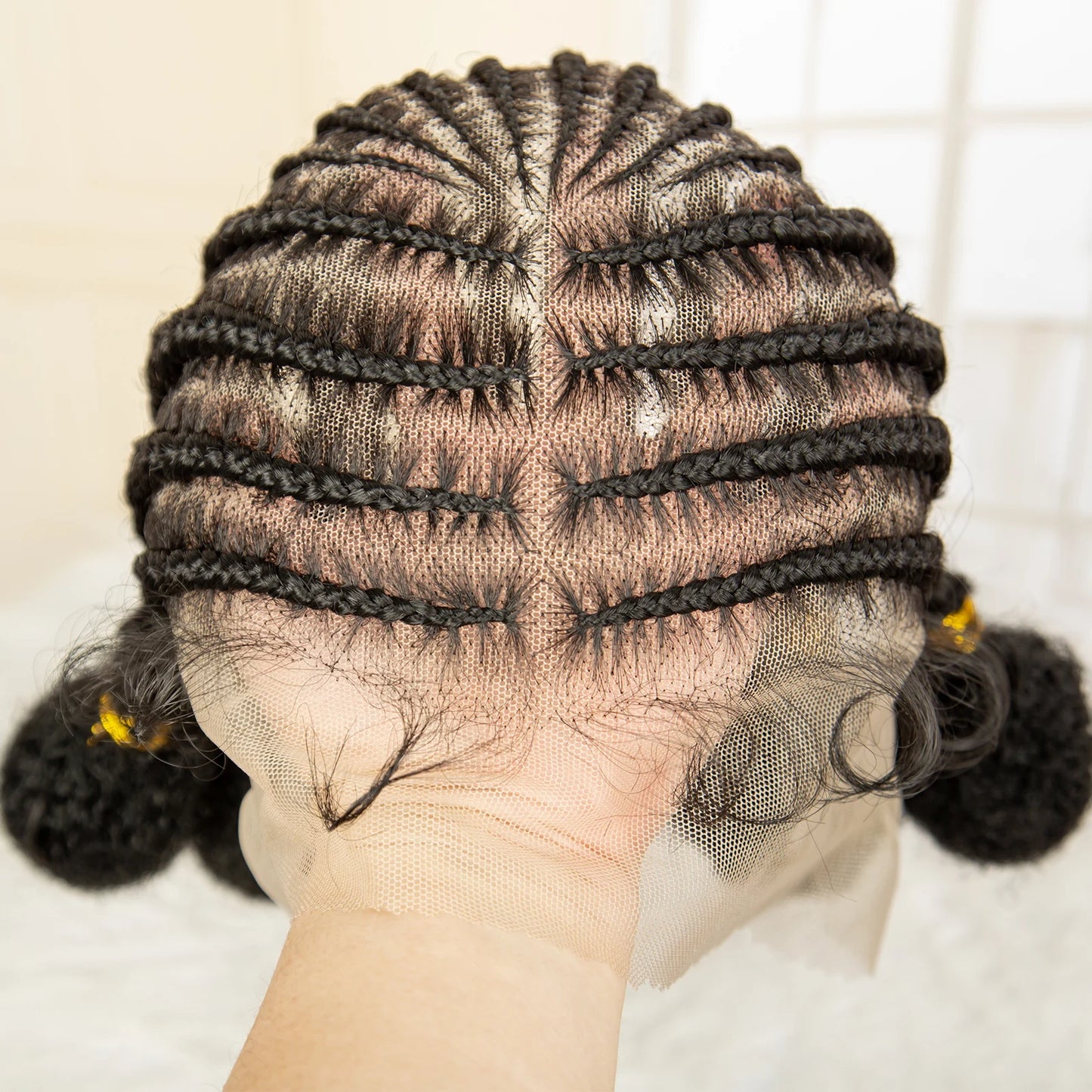 Synthetic Full Lace Bantu African Knotless Box Braids Wig Lightweight Lace Frontal Braiding Wig