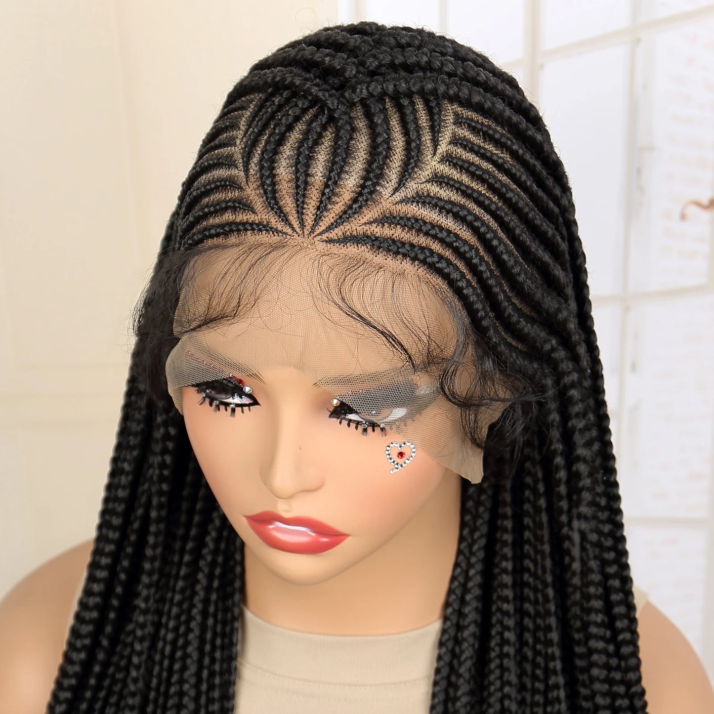 Synthetic Full Lace 36 Inches Braided Wigs with Baby hair Knotless Box Braids Wig Twist Braiding Wig