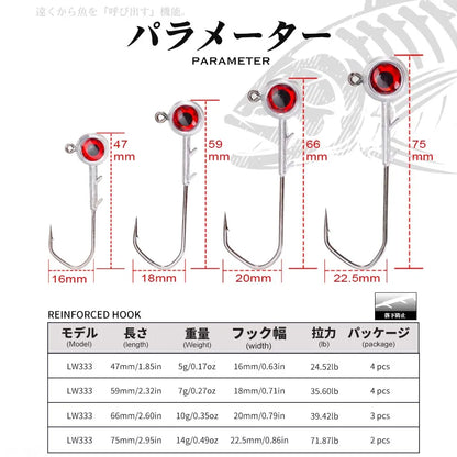 Hunthouse Fishing Hook Set Zinc Alloy With Big Eyes 5g/7g/10g/14g Jigging Jig Screw Head For Soft Lure Fish Gear Accessories