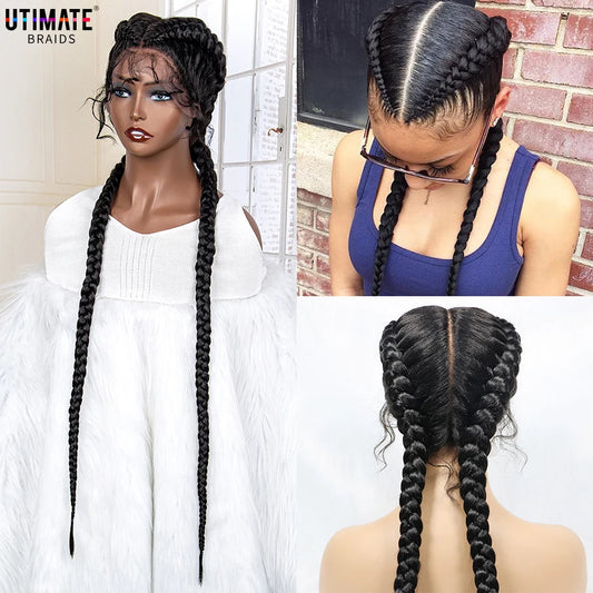 36 Inches Long Lace Front Synthetic Braided Wigs Lace Front