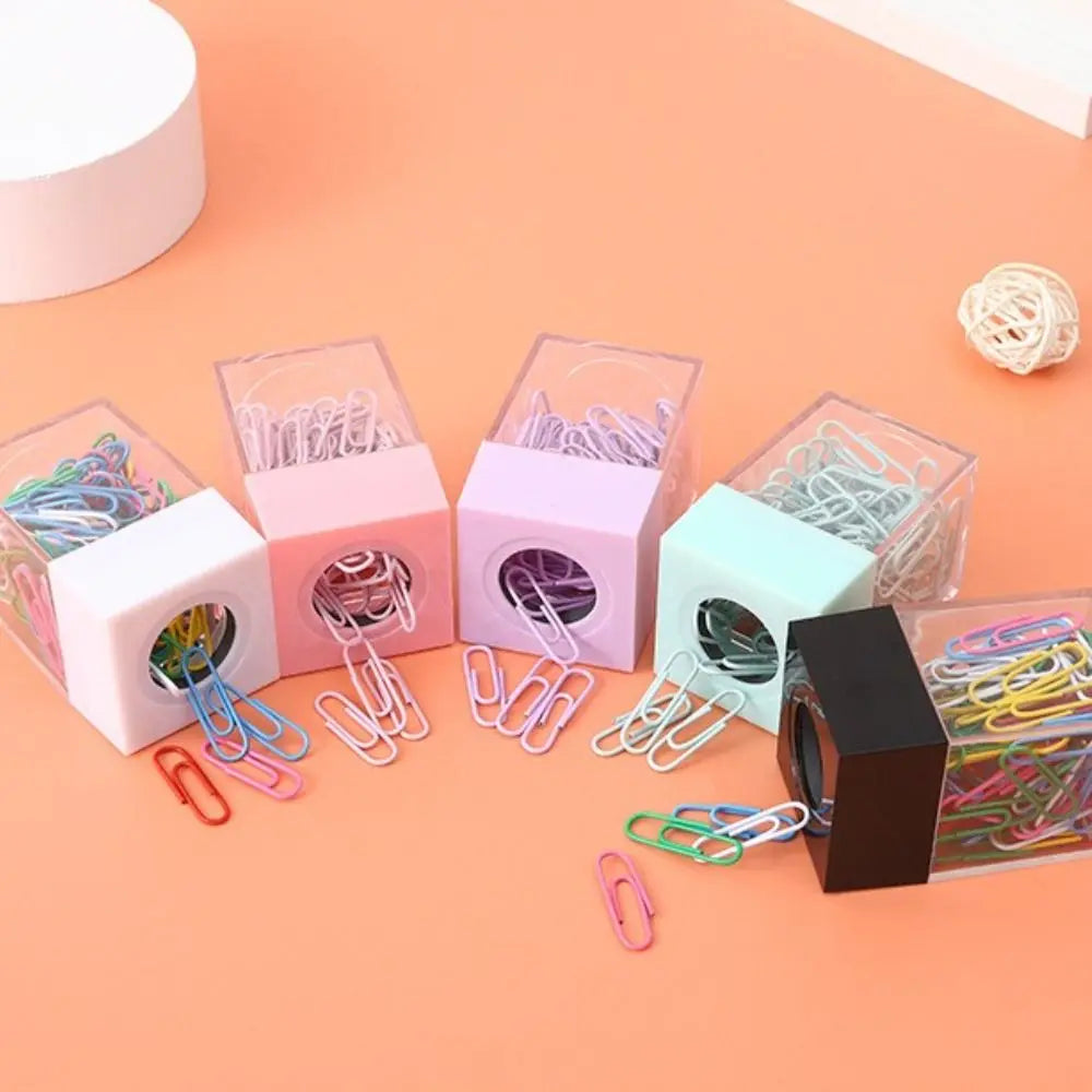 Paper Clip Holder Clips Dispenser Desk Magnetic Absorption Box Paperclip Holder Stationery Porta Clips Dispensador