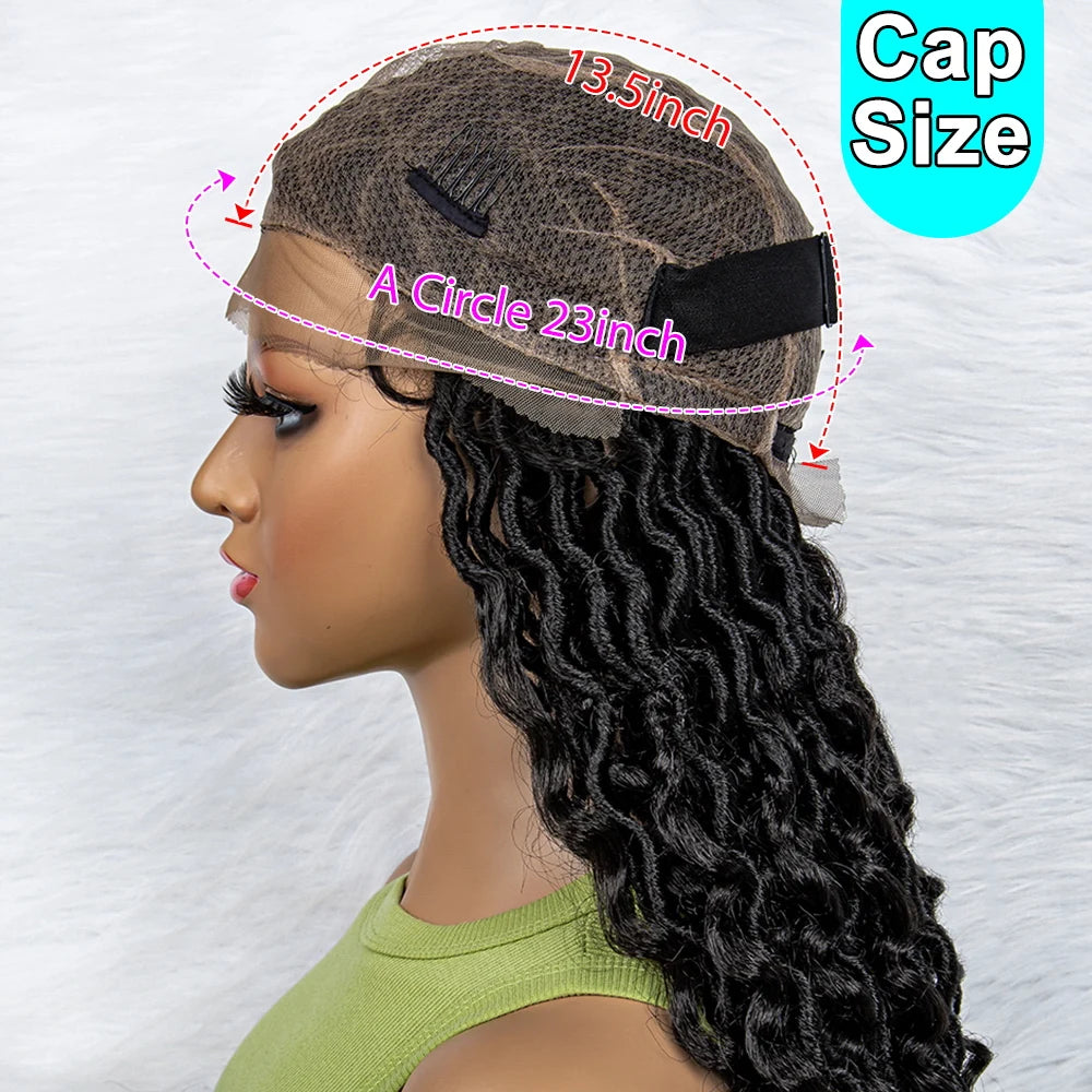 Synthetic Full Lace Knotless Box Water Wave Braids Wigs