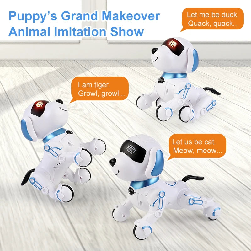 ZWN RC Robot Electronic Stunt Dog Toys Voice Command Programmable Touch-sense With Music Song Robot Dog for Children's Gifts